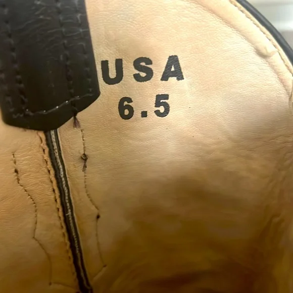 🕵️🕵️🕵️ REPUBLIC OF TEXAS BLACK HANDMADE COWBOY BOOT SIZE 6.5 EUC🕵️🕵️🕵️ - Picture 8 of 13
